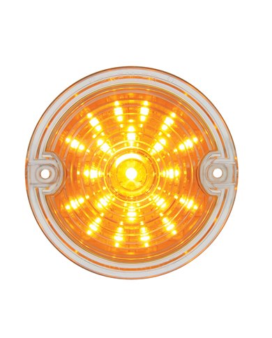 (CARD) 21 LED 3 1/4" ROUND HARLEY DAVIDSON SIGNAL LIGHT WITH 1156 PLUG - AMBER / CLEAR LENS (CARD) 21 LED 3 1/4" ROUND HARLEY DAVIDSON SIGNAL LIGHT WITH 1156 PLUG - AMBER / CLEAR LENS