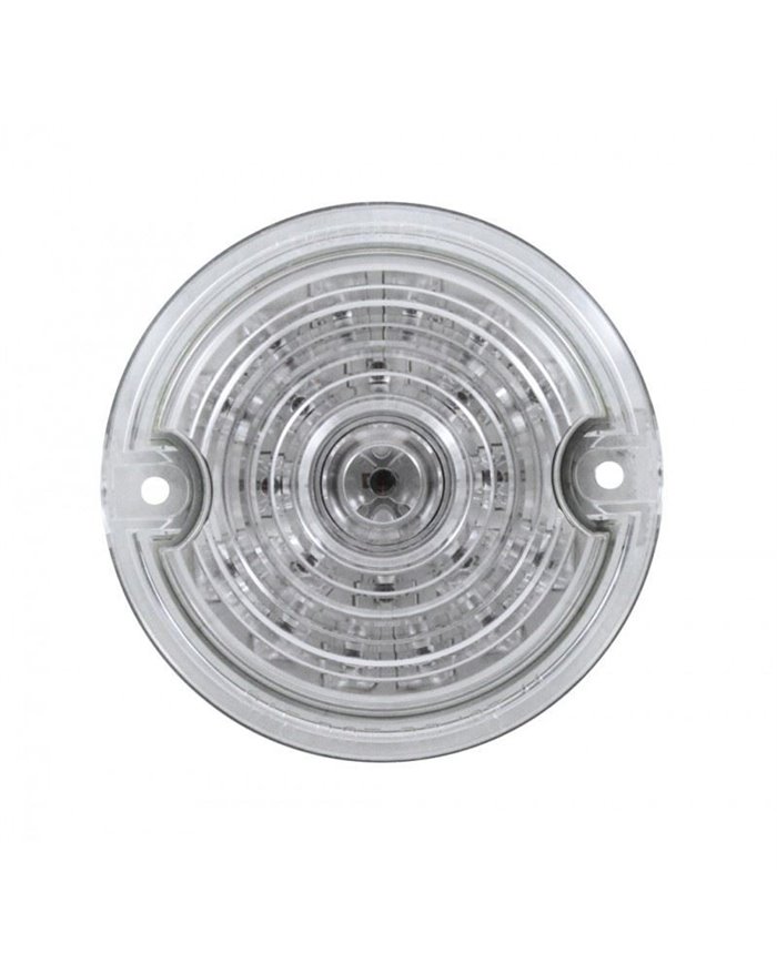 (CARD) 21 LED 3 1/4" ROUND HARLEY DAVIDSON SIGNAL LIGHT WITH 1156 PLUG - RED / CLEAR LENS