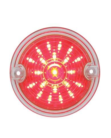(CARD) 21 LED 3 1/4" ROUND HARLEY DAVIDSON SIGNAL LIGHT WITH 1156 PLUG - RED / CLEAR LENS (CARD) 21 LED 3 1/4" ROUND HARLEY DAVIDSON SIGNAL LIGHT WITH 1156 PLUG - RED / CLEAR LENS