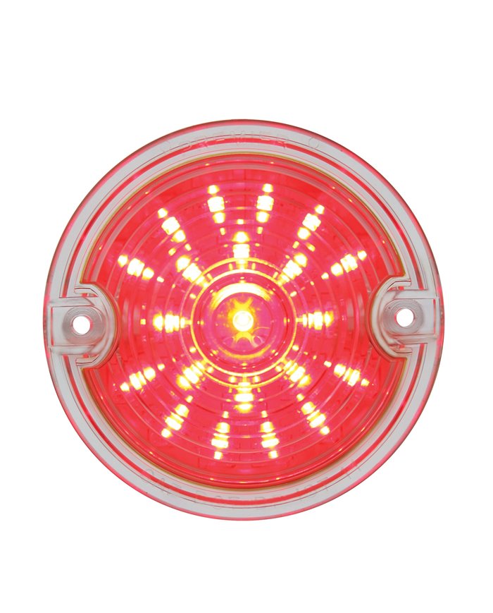 (CARD) 21 LED 3 1/4" ROUND HARLEY DAVIDSON SIGNAL LIGHT WITH 1156 PLUG - RED / CLEAR LENS