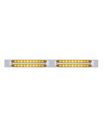 (BULK) LED CHROME TOP MUD FLAP PLATE WITH 10 LED LIGHT BAR X 4 - AMBER LED/AMBER LENS (BULK) LED CHROME TOP MUD FLAP PLATE WITH 10 LED LIGHT BAR X 4 - AMBER LED/AMBER LENS