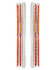 (BULK) LED PETERBILT AIR CLEANER BRACKET WITH 19 AMBER LED 12" LIGHT BAR WITH REFLECTOR X 8 - AMBER LENS