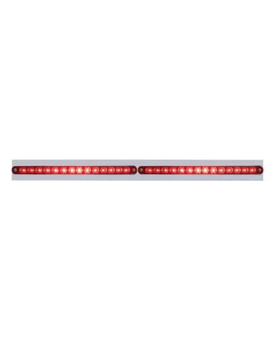 (BULK) LED CHROME TOP MUD FLAP PLATE WITH 14 RED LED LIGHT BAR X 2 - RED LENS (BULK) LED CHROME TOP MUD FLAP PLATE WITH 14 RED LED LIGHT BAR X 2 - RED LENS