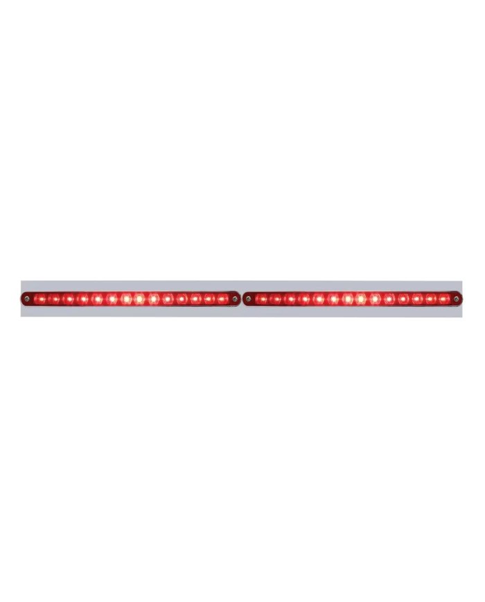 (BULK) LED CHROME TOP MUD FLAP PLATE WITH 14 RED LED LIGHT BAR X 2 - RED LENS (BULK) LED CHROME TOP MUD FLAP PLATE WITH 14 RED LED LIGHT BAR X 2 - RED LENS