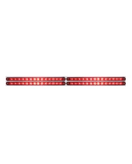 (BULK) LED CHROME TOP MUD FLAP PLATE WITH 14 RED LED LIGHT BAR X 4 - RED LENS