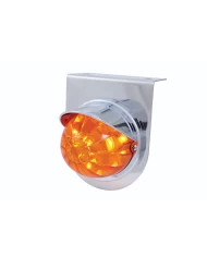 (BULK) S.S. LIGHT BRACKET W/ 1 LARGE WATERMELON DUAL FUNCTION 17 AMBER LED LIGHT WITH VISOR - DARK AMBER LENS