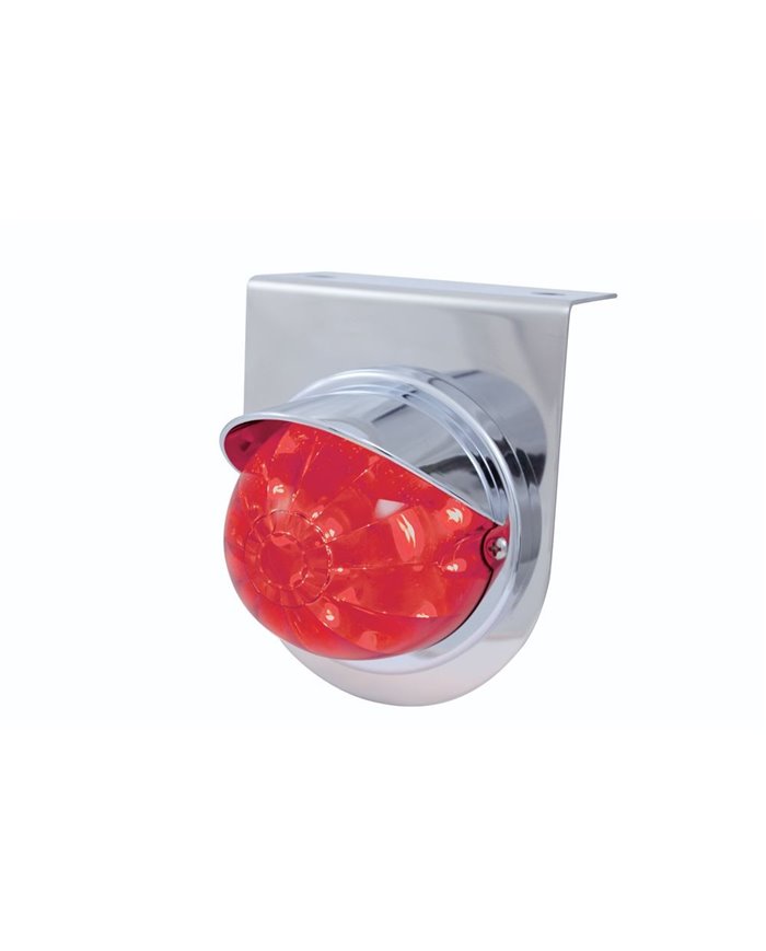 (BULK) S.S. LIGHT BRACKET W/ 1 LARGE WATERMELON DUAL FUNCTION 17 RED LED LIGHT WITH VISOR - RED LENS