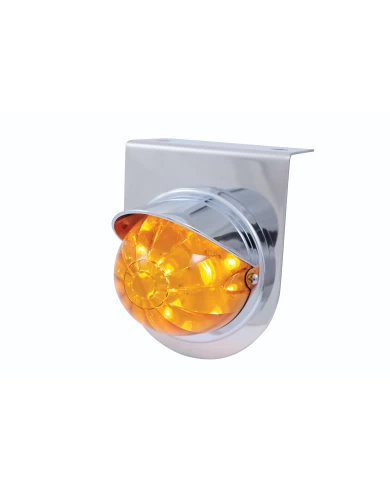 (BULK) S.S. LIGHT BRACKET W/ 1 LARGE WATERMELON SINGLE FUNCTION 17 AMBER LED LIGHT WITH VISOR - AMBER LENS (BULK) S.S. LIGHT BRACKET W/ 1 LARGE WATERMELON SINGLE FUNCTION 17 AMBER LED LIGHT WITH VISOR - AMBER LENS