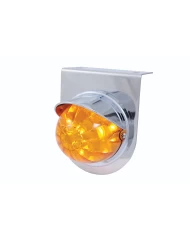 (BULK) S.S. LIGHT BRACKET W/ 1 LARGE WATERMELON SINGLE FUNCTION 17 AMBER LED LIGHT WITH VISOR - AMBER LENS