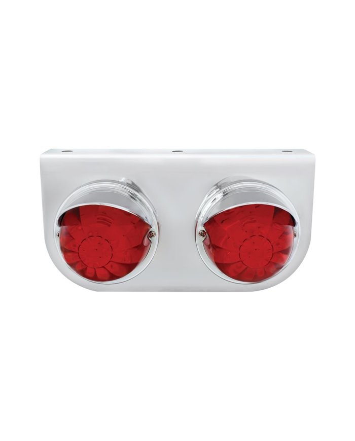 (BULK) S.S. LIGHT BRACKET W/ 2 LARGE WATERMELON DUAL FUNCTION 17 RED LED LIGHT WITH VISOR - RED LENS