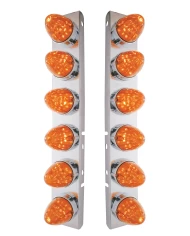 (BULK) S.S. PB AIR CLEANER KIT W/ TWELVE 19 AMBER LED WATERMELON MARKER LIGHT - DARK AMBER LENS