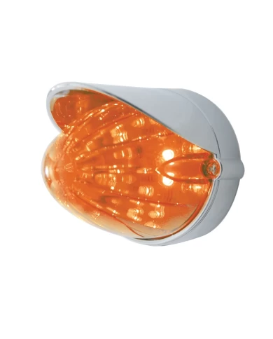 (BULK) 19 AMBER LED FLUSH MOUNT WATERMELON AUXILIARY LIGHT WITH VISOR - DARK AMBER LENS (BULK) 19 AMBER LED FLUSH MOUNT WATERMELON AUXILIARY LIGHT WITH VISOR - DARK AMBER LENS