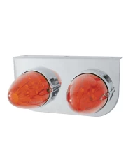 (BULK) S.S. LIGHT BRACKET W/ TWO 19 AMBER LED WATERMELON MARKER LIGHT - DARK AMBER LENS (BULK) S.S. LIGHT BRACKET W/ TWO 19 AMBER LED WATERMELON MARKER LIGHT - DARK AMBER LENS