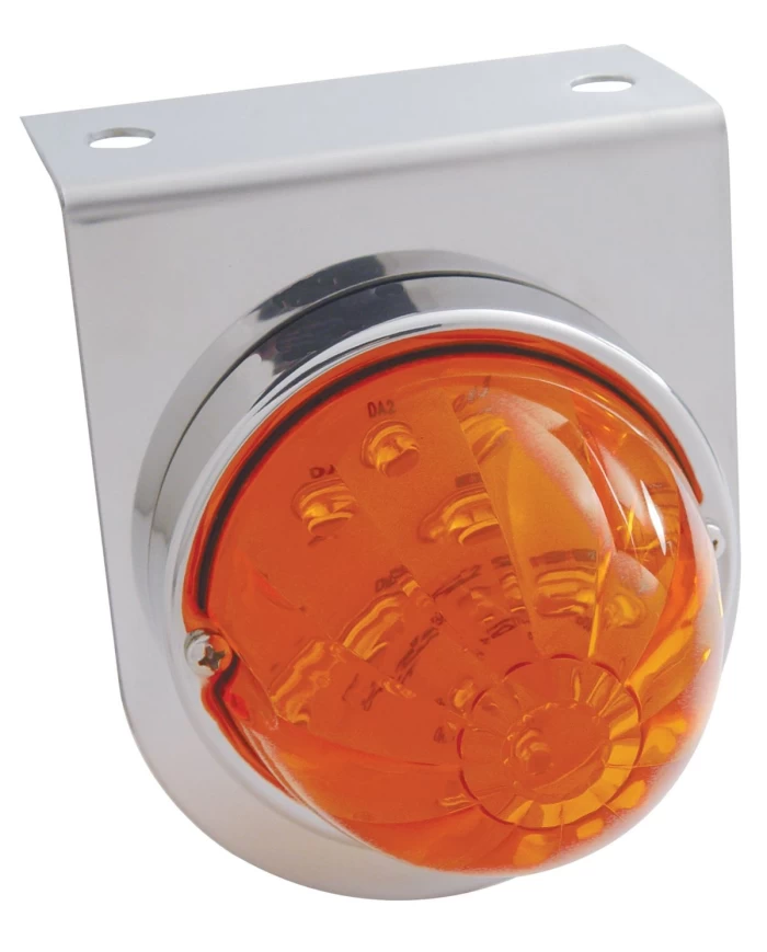 (BULK) S.S. LIGHT BRACKET W/ 1 LARGE WATERMELON 17 AMBER LED LIGHT - DARK AMBER LENS (BULK) S.S. LIGHT BRACKET W/ 1 LARGE WATERMELON 17 AMBER LED LIGHT - DARK AMBER LENS
