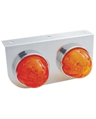 (BULK) S.S. LIGHT BRACKET W/ 2 LARGE WATERMELON 17 AMBER LED LIGHT - DARK AMBER LENS (BULK) S.S. LIGHT BRACKET W/ 2 LARGE WATERMELON 17 AMBER LED LIGHT - DARK AMBER LENS