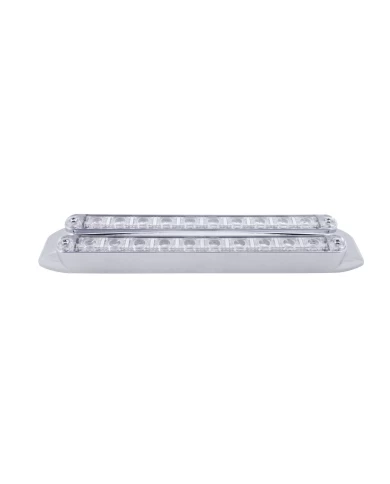 (CARD) CHROME 10 AMBER/10 AMBER LED 9" P/T/C LIGHT BAR - CLEAR/CLEAR LENS (CARD) CHROME 10 AMBER/10 AMBER LED 9" P/T/C LIGHT BAR - CLEAR/CLEAR LENS