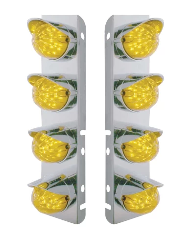 (BULK) S.S. PB AIR CLEANER KIT WITH EIGHT 19 AMBER LED WATERMELON MARKER LIGHT WITH VISOR - AMBER LENS (BULK) S.S. PB AIR CLEANER KIT WITH EIGHT 19 AMBER LED WATERMELON MARKER LIGHT WITH VISOR - AMBER LENS
