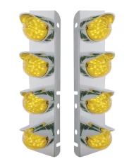 (BULK) S.S. PB AIR CLEANER KIT WITH EIGHT 19 AMBER LED WATERMELON MARKER LIGHT WITH VISOR - AMBER LENS