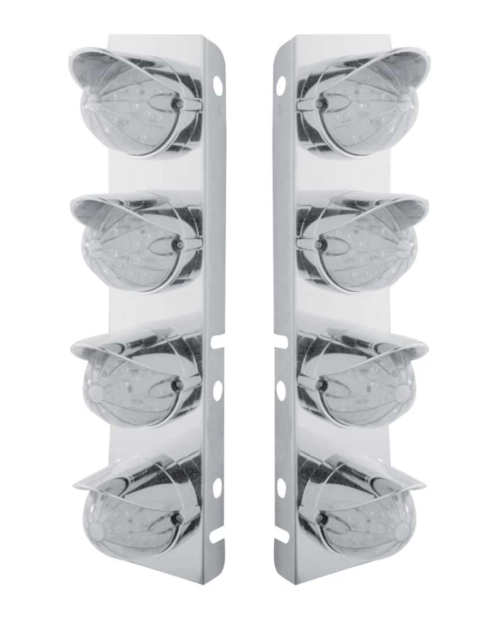 (BULK) S.S. PB AIR CLEANER KIT WITH EIGHT 19 AMBER LED WATERMELON MARKER LIGHT WITH VISOR - CLEAR LENS