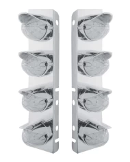 (BULK) S.S. PB AIR CLEANER KIT WITH EIGHT 19 AMBER LED WATERMELON MARKER LIGHT WITH VISOR - CLEAR LENS