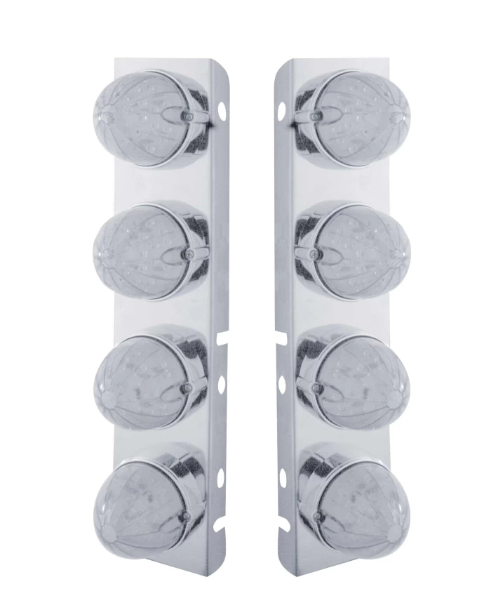 (BULK) S.S. PB AIR CLEANER KIT WITH EIGHT 19 AMBER LED WATERMELON MARKER LIGHT WITHOUT VISOR - CLEAR LENS