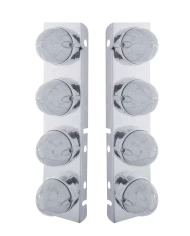 (BULK) S.S. PB AIR CLEANER KIT WITH EIGHT 19 AMBER LED WATERMELON MARKER LIGHT WITHOUT VISOR - CLEAR LENS