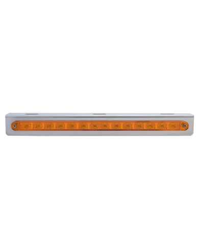 (BULK) STAINLESS STEEL LIGHT BRACKET W/ 14 AMBER LED 12" SEQUENTIAL LIGHT BAR W/ AMBER LENS - LEFT TO RIGHT (BULK) STAINLESS STEEL LIGHT BRACKET W/ 14 AMBER LED 12" SEQUENTIAL LIGHT BAR W/ AMBER LENS - LEFT TO RIGHT