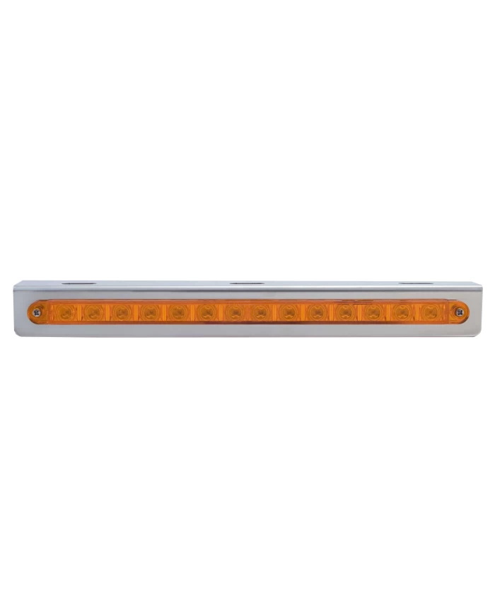 (BULK) STAINLESS STEEL LIGHT BRACKET W/ 14 AMBER LED 12" SEQUENTIAL LIGHT BAR W/ AMBER LENS - LEFT TO RIGHT