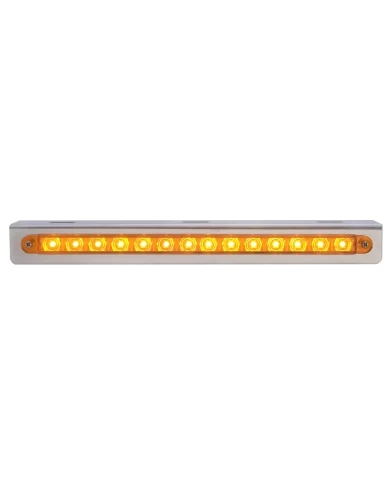 (BULK) STAINLESS STEEL LIGHT BRACKET W/ 14 AMBER LED 12" SEQUENTIAL LIGHT BAR W/ AMBER LENS - LEFT TO RIGHT (BULK) STAINLESS STEEL LIGHT BRACKET W/ 14 AMBER LED 12" SEQUENTIAL LIGHT BAR W/ AMBER LENS - LEFT TO RIGHT