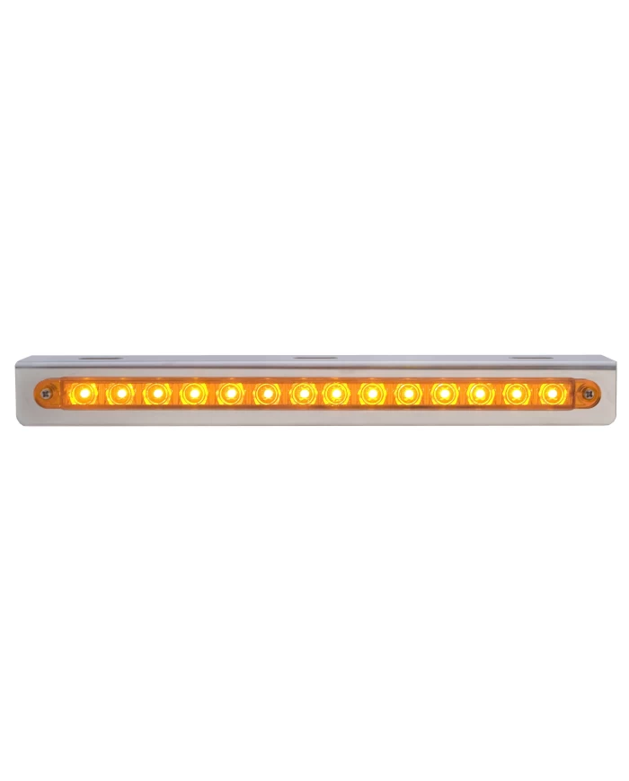(BULK) STAINLESS STEEL LIGHT BRACKET W/ 14 AMBER LED 12" SEQUENTIAL LIGHT BAR W/ AMBER LENS - LEFT TO RIGHT