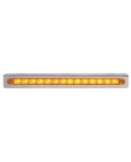 (BULK) STAINLESS STEEL LIGHT BRACKET W/ 14 AMBER LED 12" SEQUENTIAL LIGHT BAR W/ AMBER LENS - LEFT TO RIGHT