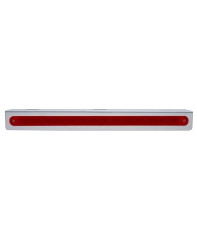 (BULK) STAINLESS STEEL LIGHT BRACKET W/ 14 RED LED 12" SEQUENTIAL LIGHT BAR W/ RED LENS - LEFT TO RIGHT (BULK) STAINLESS STEEL LIGHT BRACKET W/ 14 RED LED 12" SEQUENTIAL LIGHT BAR W/ RED LENS - LEFT TO RIGHT