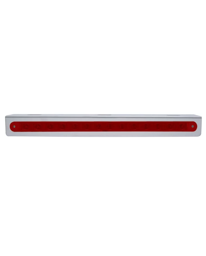 (BULK) STAINLESS STEEL LIGHT BRACKET W/ 14 RED LED 12" SEQUENTIAL LIGHT BAR W/ RED LENS - LEFT TO RIGHT