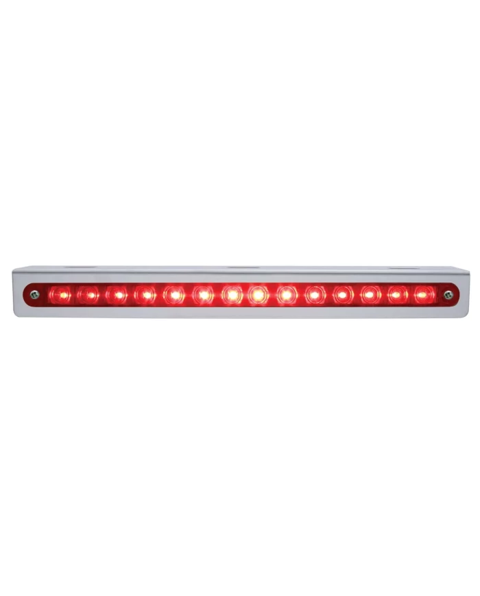 (BULK) STAINLESS STEEL LIGHT BRACKET W/ 14 RED LED 12" SEQUENTIAL LIGHT BAR W/ RED LENS - LEFT TO RIGHT
