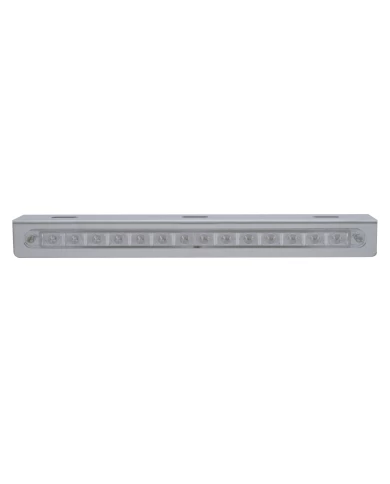 (BULK) STAINLESS STEEL LIGHT BRACKET W/ 14 AMBER LED 12" SEQUENTIAL LIGHT BAR W/ CLEAR LENS - LEFT TO RIGHT (BULK) STAINLESS STEEL LIGHT BRACKET W/ 14 AMBER LED 12" SEQUENTIAL LIGHT BAR W/ CLEAR LENS - LEFT TO RIGHT