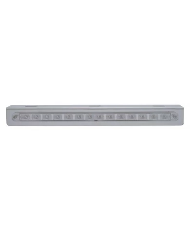 (BULK) STAINLESS STEEL LIGHT BRACKET W/ 14 RED LED 12" SEQUENTIAL LIGHT BAR W/ CLEAR LENS - LEFT TO RIGHT (BULK) STAINLESS STEEL LIGHT BRACKET W/ 14 RED LED 12" SEQUENTIAL LIGHT BAR W/ CLEAR LENS - LEFT TO RIGHT