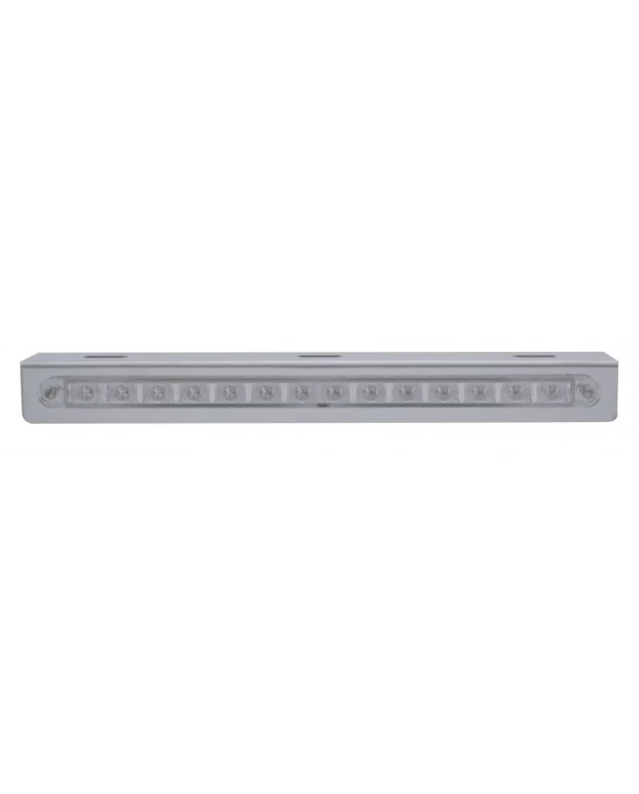 (BULK) STAINLESS STEEL LIGHT BRACKET W/ 14 AMBER LED 12" SEQUENTIAL LIGHT BAR W/ CLEAR LENS - RIGHT TO LEFT