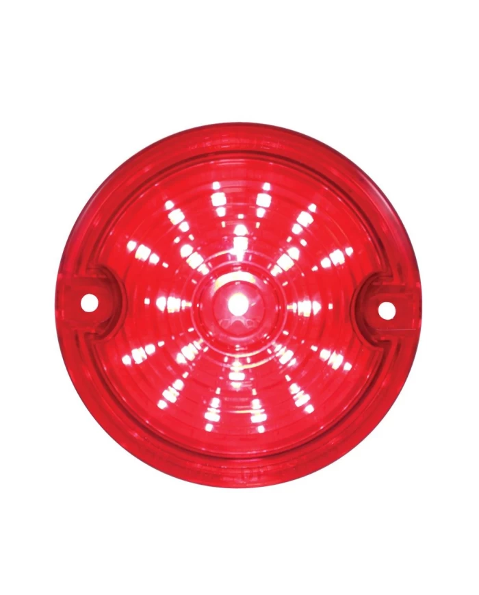(CARD) 21 LED 3 1/4" ROUND HARLEY DAVIDSON SIGNAL LIGHT WITH 1157 PLUG - RED / RED LENS