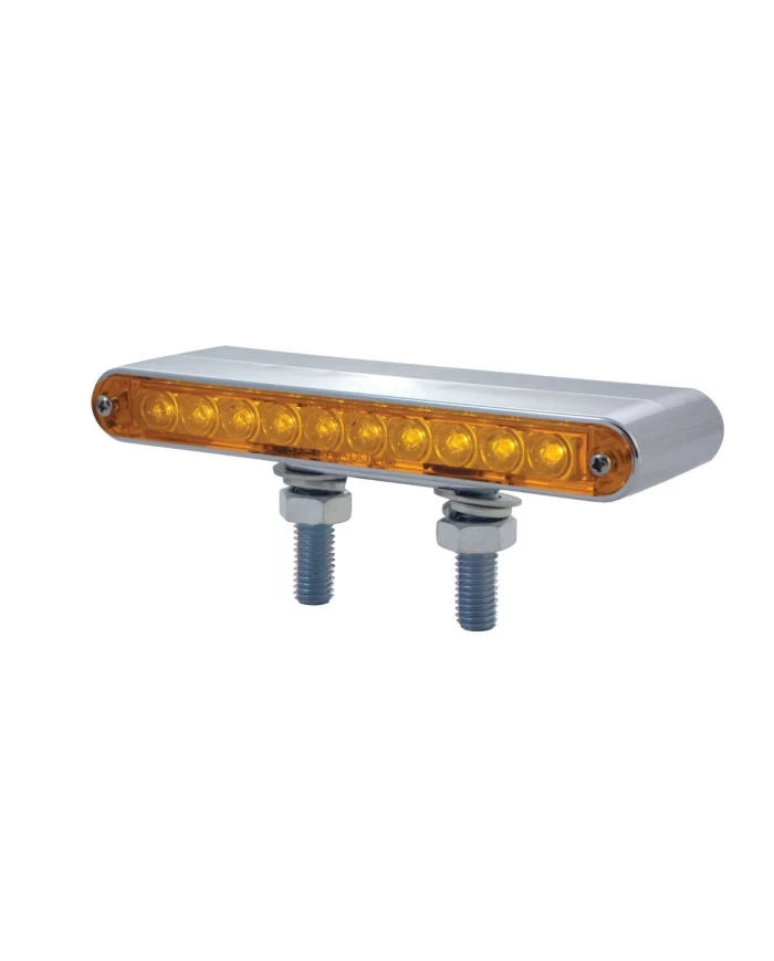 (CARD) 10 AMBER/RED CHROME PLASTIC 6 1/2" DOUBLE FACE LIGHT BAR - AMBER/RED LENS