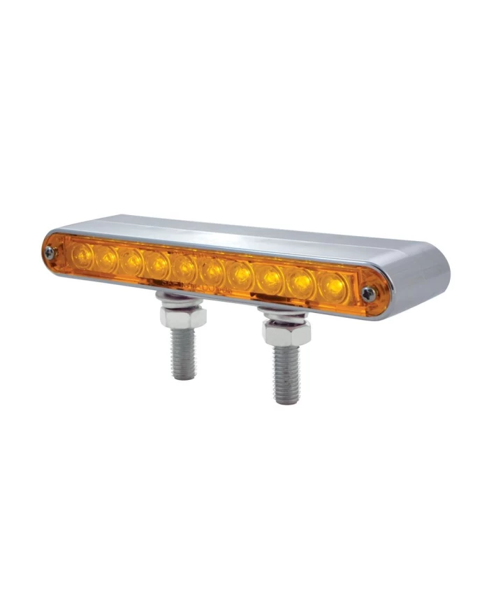 (CARD) 10 AMBER/AMBER CHROME PLASTIC 6 1/2" DOUBLE FACE LIGHT BAR - AMBER LENS (CARD) 10 AMBER/AMBER CHROME PLASTIC 6 1/2" DOUBLE FACE LIGHT BAR - AMBER LENS