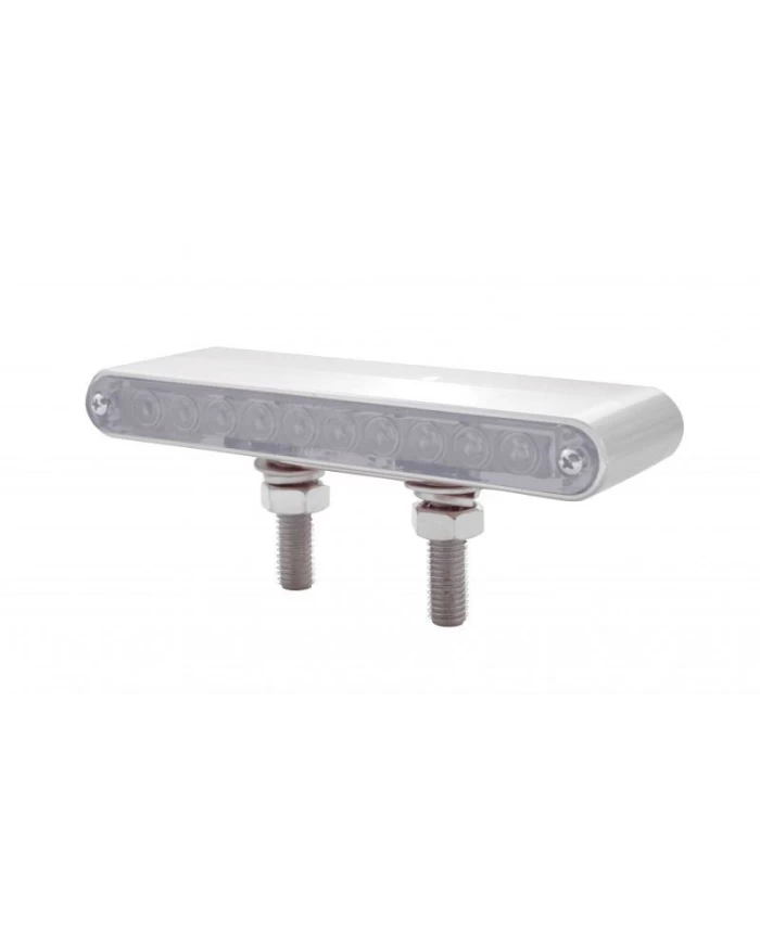 (CARD) 10 AMBER/AMBER CHROME PLASTIC 6 1/2" DOUBLE FACE LIGHT BAR - CLEAR LENS