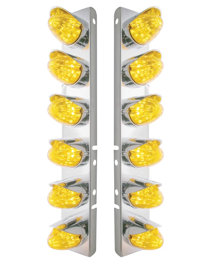 (BULK) S.S. PB AIR CLEANER KIT W/ TWELVE 19 AMBER LED WATERMELON MARKER LIGHT WITH VISOR - AMBER LENS (BULK) S.S. PB AIR CLEANER KIT W/ TWELVE 19 AMBER LED WATERMELON MARKER LIGHT WITH VISOR - AMBER LENS