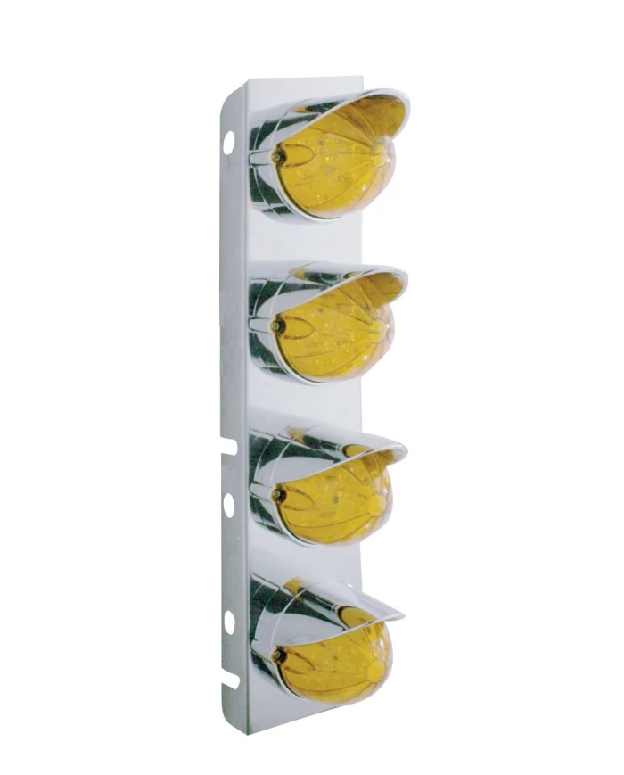 (BULK) S.S. PB AIR CLEANER KIT W/ EIGHT 19 AMBER LED WATERMELON MARKER LIGHT WITH VISOR - AMBER LENS