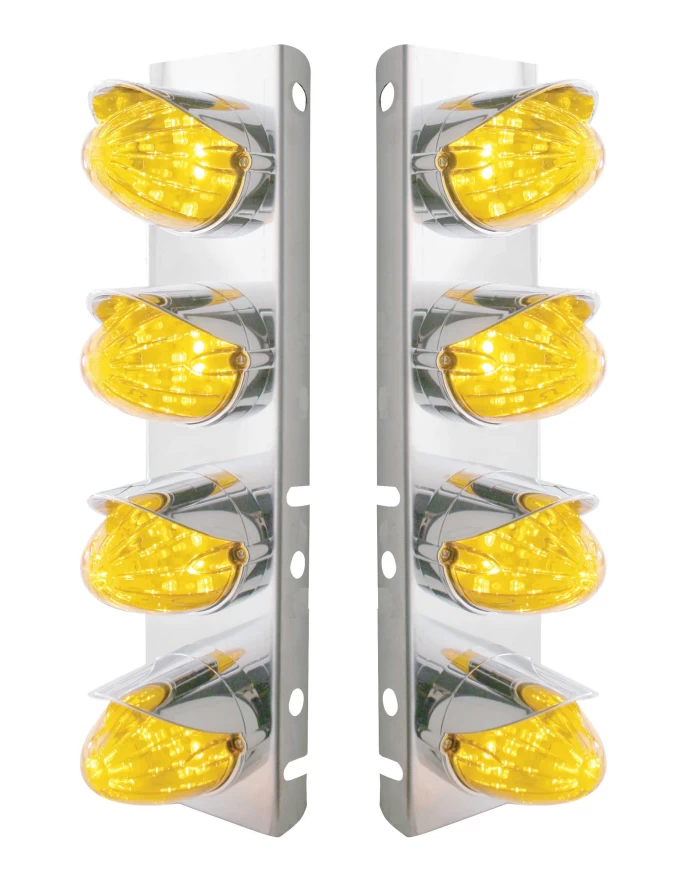 (BULK) S.S. PB AIR CLEANER KIT W/ EIGHT 19 AMBER LED WATERMELON MARKER LIGHT WITH VISOR - AMBER LENS