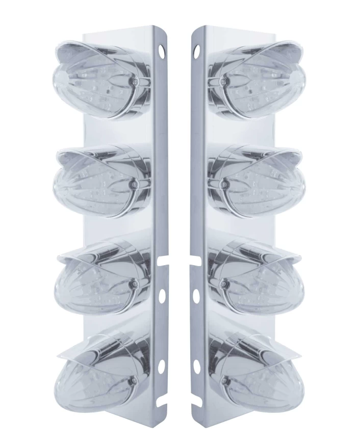 (BULK) S.S. PB AIR CLEANER KIT W/ EIGHT 19 AMBER LED WATERMELON MARKER LIGHT WITH VISOR - CLEAR LENS