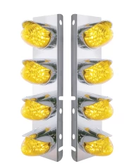 (BULK) S.S. PB AIR CLEANER KIT W/ EIGHT 19 AMBER LED BEEHIVE MARKER LIGHT WITH VISOR - AMBER LENS
