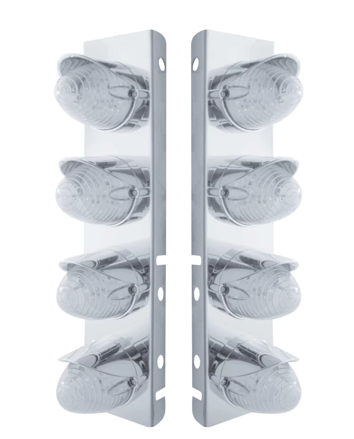 (BULK) S.S. PB AIR CLEANER KIT W/ EIGHT 19 AMBER LED BEEHIVE MARKER LIGHT WITH VISOR - CLEAR LENS