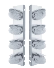 (BULK) S.S. PB AIR CLEANER KIT W/ EIGHT 19 AMBER LED BEEHIVE MARKER LIGHT WITH VISOR - CLEAR LENS