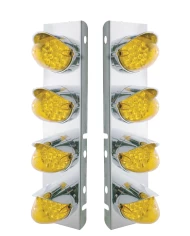 (BULK) S.S. PB AIR CLEANER KIT W/ EIGHT 19 AMBER LED REFLECTOR MARKER LIGHT WITH VISOR - AMBER LENS