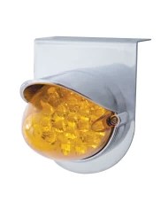(BULK) S.S. LIGHT BRACKET W/ ONE 19 AMBER LED REFLECTOR MARKER LIGHT WITH VISOR - AMBER LENS